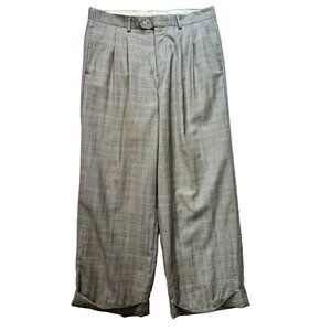Mantoni Mens Pleated Dress Pants Size 42/3 Gray Plaid Wide Leg Formal Trouser